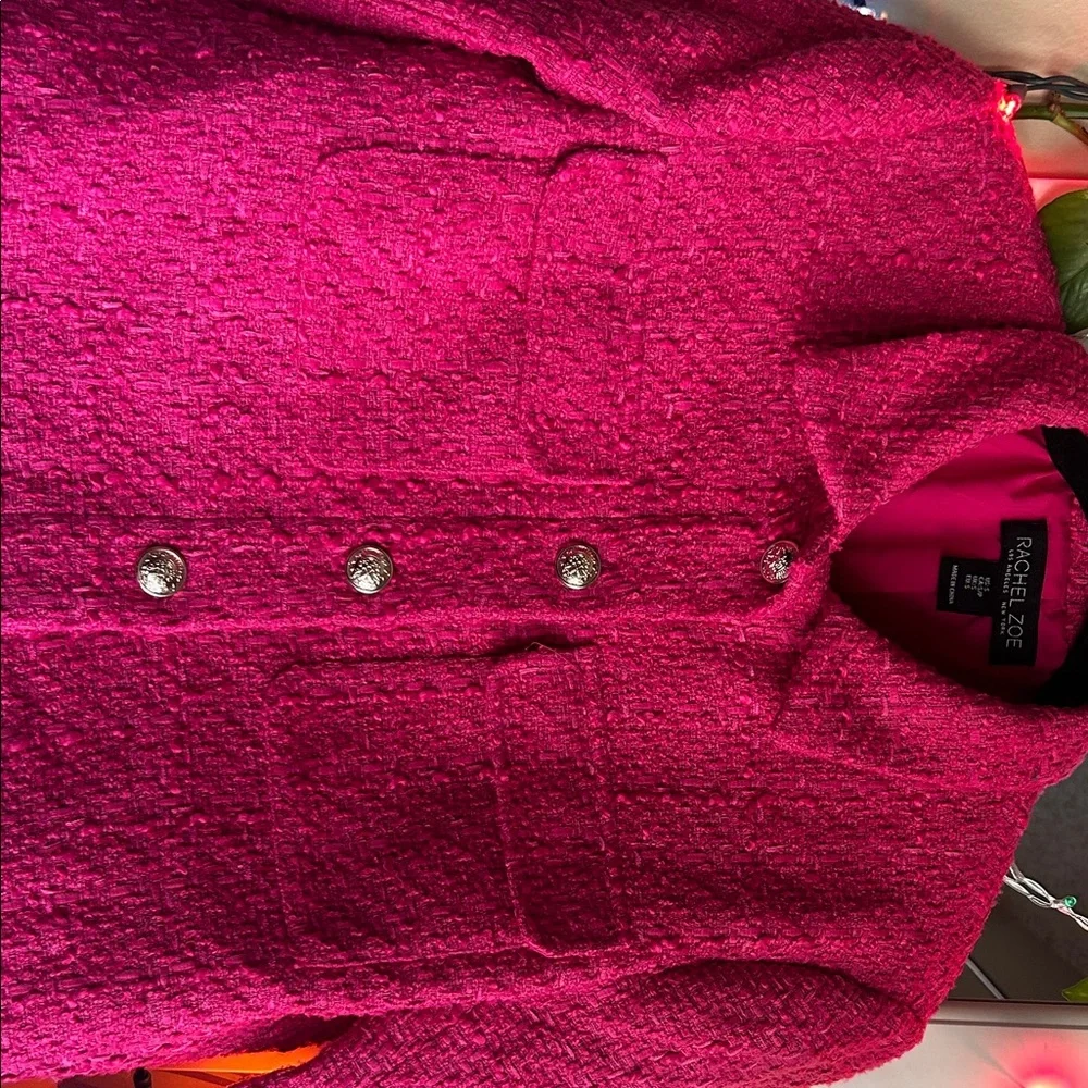 Rachel Zoe Fuchsia Cropped Tweed Blazer - Picture 8 of 14